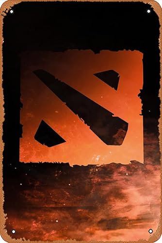 Dota 2 Logo Kunst Poster Eisen Malerei Wand Poster Metall Vintage Band Blechschilder Retro Garage Plakette Dekorative Wohnzimmer Garten Schlafzimmer Büro Hotel Cafe Bar