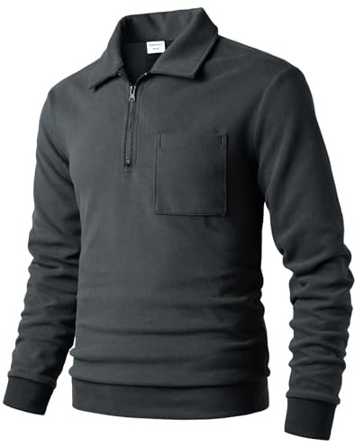 Harbrosrce Felpa Uomo Mezza con Cerniera Maglia in Pile 1/4 di Zip Maniche Lunghe Sweatshirts Leggera Felpata da Lavoro Casual Sportivo