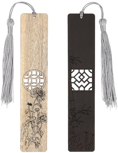 cobee Holz Lesezeichen für Buchliebhaber, 2 Stück handgefertigte Holz Lesezeichen, natürliches hohles Handwerks Lesezeichen, Vintage Lesezeichen Geschenk für Frauen Männer Studenten (H)