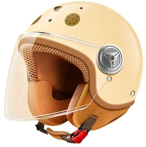 Kinder-Retro-Helm, Motorrad-Integralhelm Für Roller, Cruiser, Kart-Helm Mit Visier, Jugend-Kinder-Jet-Helm, ECE-Geprüft B,52-56CM