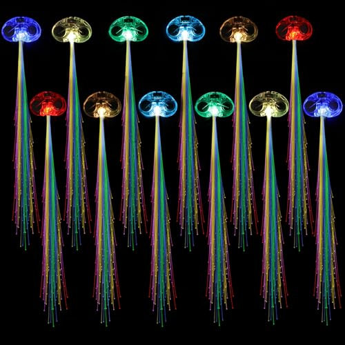 Joycabin 12 Stück LED Haarschmuck, Leucht Haarreif, LED Qualle Haarclips Leuchtend, LED Haar Barrettes, Leuchten Spielzeug für Frauen Mädchen Neon Kopfbedeckungen Karneval Weihnachten Neujahr Party