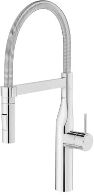 Roca A5A8A4DC00 Mezclador Cocina, Coleccion Glera Pro, Caño Curvo Muelle y Extraíble, Cromado