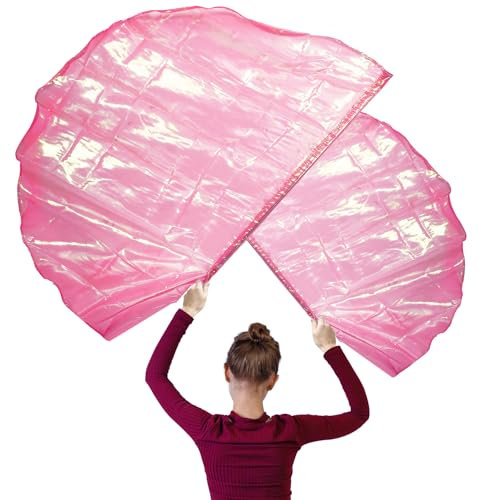 4 Stück Anbetungsfahne, 140 cm Tanzflagge mit Teleskopstab Halbkreis Anbetungsbanner Anbetungsfahnen für Tanzkirche für Kinder Jugendliche Erwachsene (Transparentes Rosa)