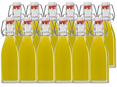 Vitrea 24 x Bügelflaschen Glasflaschen | Füllemge 250ml | mit Bügelverschluss zum Selbstbefüllen Bügelflasche Smoothie Glasflasche