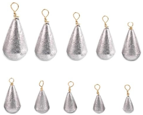 10 PCS Fishing Weights 10 Sizes Fishing Sinkers Mixed Carp Fishing Weights with Swivel Assorted Metal Fish Casting Tool Set for River Saltwater Freshwater Fishing Terminal Tackle