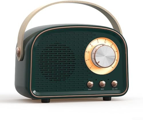Getdoublerich Vintage Bluetooth Speaker, Vintage Bluetooth Compatible Speaker, Mini Bluetooth Speaker with FM Radio, Portable Wireless Speaker, Bluetooth 5.0/Excellent Sound Quality (Dark Green)