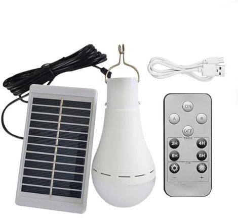 Ampoules solaires avec télécommande, 9 W - Rechargeable par USB - Ampoule d'urgence pour poulailler - 4 modes d'éclairage pour maison, abri de jardin, randonnée, camping, tente, ouragan, panne de