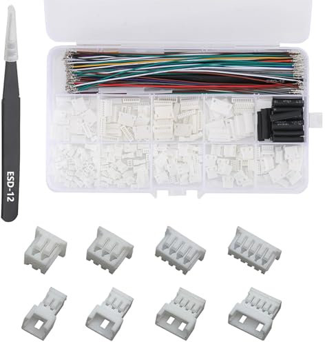 Harissess Lot de 460 connecteurs JST-MX de 1,25 mm, 2/3/4/5/6/7/8/9/10 broches avec câbles pré-sertis de qualité supérieure 28 AWG, adaptateur Pitch MX 1,25 mm pour régulateur de vol