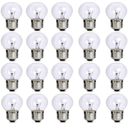 Aspares 20x High Temperature Round Bulb E27 Oven Lamp Compatible with Zanolli 230V 40W Screw in 300 °C