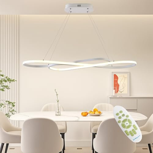 SXQYSM Dimmbare Esstischlampe HäNgend, 57w Esszimmerlampe, Pendelleuchte Esstisch mit Fernbedienung, HäNgelampe Wohnzimmer HöHenverstellbar 200cm, Esszimmerlampe Wohnzimmerlampe
