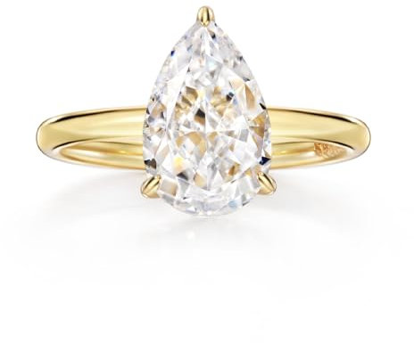 Michooyel 2.0ct Pear Cut Engagement Ring, 18K Cubic Zirconia Verlobungsring Damen, CZ Solitaire Versprechungsringe 925 Sterling Silber Ringe