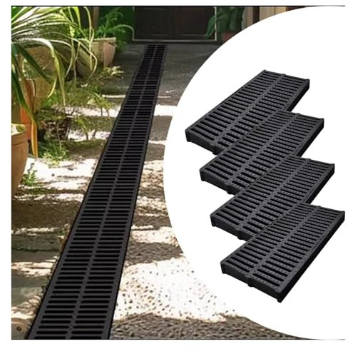 caniveau exterieur Cache-drain Rectangulaire En Plastique Noir Pour L'extérieur, Grilles De Drainage De Remplacement Pour Usage Intensif, Grille D'égout Pour Jardin Et Trottoir(4 pcs,40x60x4cm (15.7x2