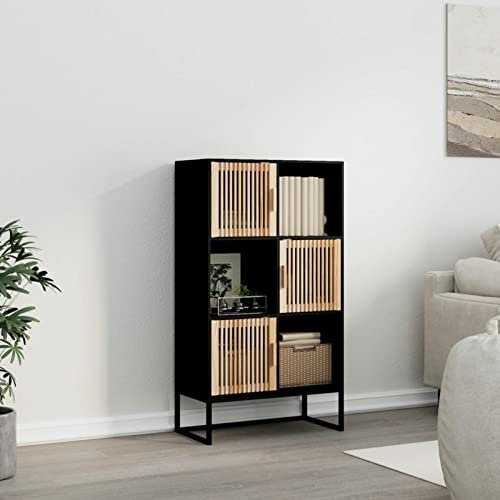Juroupi Highboard Schwarz 70x35x125 cm Holzwerkstoff Highboard Wohnzimmer Esszimmerschrank Wohnzimmer SchräNke Highboard Vintage Buffetschrank