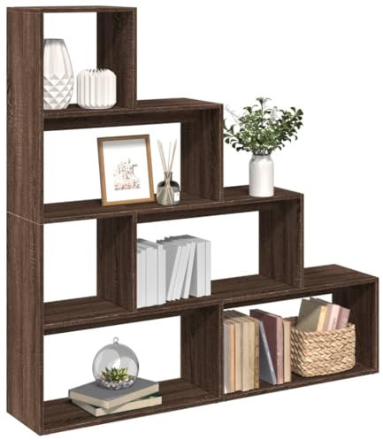 ShGaxin Bücherregal mit 4 Ebenen, braun, Eiche, 143,5 x 29 x 143,5 cm, Regal, Bücherregal, Aufbewahrungsregal, Organizer, Spielzeug, Bücherregal, Möbel Zimmer - 858000