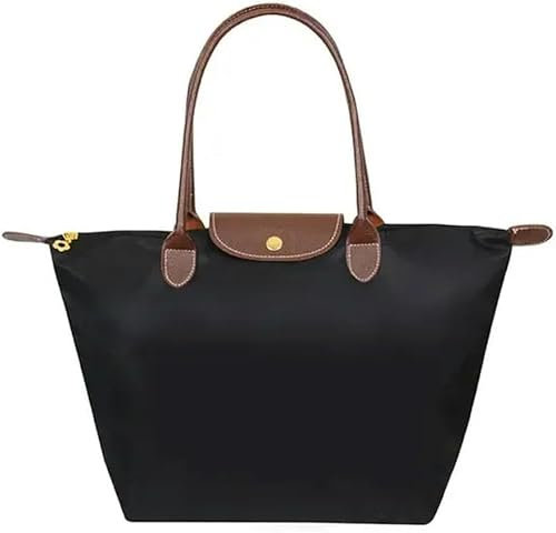 Handtaschen für Damen, Designer-Luxus-Damen-Nylon-Tragetasche, große Kapazität, Umhängetasche, wasserdicht, für Reisen, Strand, Schwarz, M