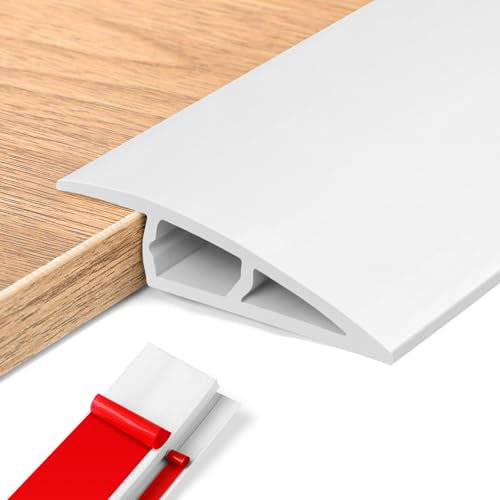 Barre de Seuil Adhesive PVC, Seuil de Porte, Profilés de Réglage en Hauteur en Vinyle,Rattrapage Niveau pour Hauteur du Seuil, Rampe de Seuil Bandes (Blanc, 10~15mm(H),1M(L))