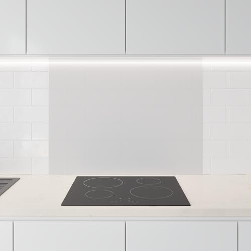 Rückwand24 Spritzschutz Küchenrückwand - Glasrückwand zum Küchenfliesen überkleben, Wandschutz Küche ohne Bohren, Nischenverkleidung Herd Milchglas 125 x 60 x 0,6 cm