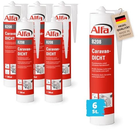 6x Alfa Caravan-DICHT 300 ml Montagekleber Wohnwagen Caravan Wohnmobil abdichten - dauerelastischer, schnell abbindender Hybriddichtstoff - ideal für Fugen - innen und außen