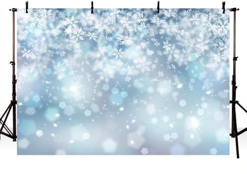 AIBIIN Winter-Schneeflocken-Foto-Hintergrund, Glitzer, Eis, Schnee, fallender Hintergrund, Neujahr, Geburtstag, Party, Dekoration, Banner, Babyparty, Portrait, Foto-Requisiten, 240 x 180 cm