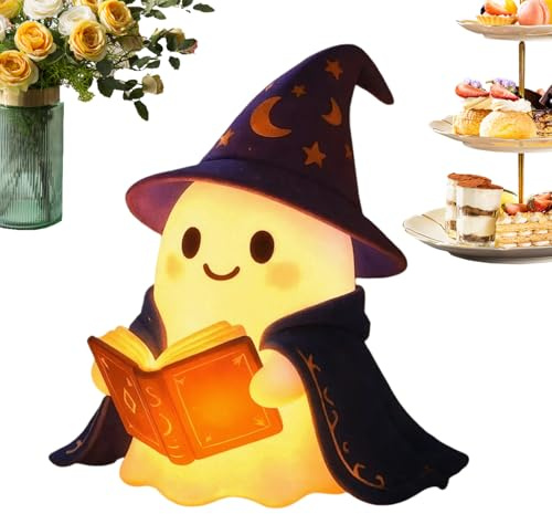 Renchey Halloween Nachtlicht | Geister Lampe | LED Leseleuchte Gruselig Süß Deko Für Schlafzimmer Schreibtisch Kamin Küche Urlaub Bauernhaus