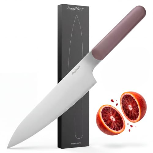 Berghoff Home Kochmesser 19,6cm - Edelstahl Küchenmesser - Messer scharf - Fleischmesser - Aubergine