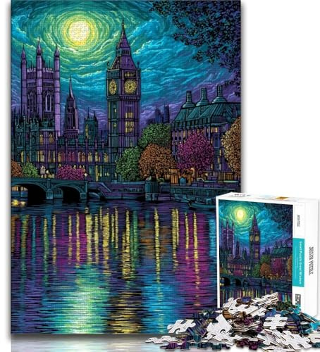 1000 Piece Jigsaw London at Night 1000 Piece Jigsaw Puzzle for Adults And Teenagers,Unique Home Decor And Gifts for Age 14 (50x75cm)