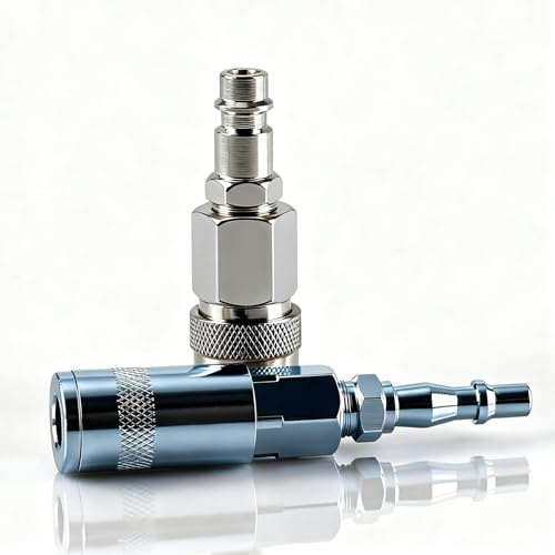 4 PCS Air Line Fitting Adapter Set, 1/4 BSP Male Thread Euro to PCL Conversion Couplings, Female & Male Quick Release Connectors for Air Compressor - Industrial & Home Use (Silver)