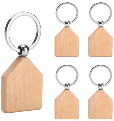 25 Pièces Porte-Clés en Bois Vierges, Porte Clés Bois Brut avec Anneaux, Porte-clés Ronds Naturel Personnalisé pour Bricolage Artisanat Gravure Pyrogravure