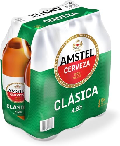 Amstel Clásica Cerveza Lager, Pack Botella 6 x 1L (Paquete de 6)