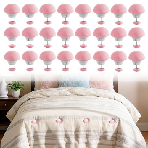 Amztour 24 Pcs Pince Couette Attache Couette Housse Fixation Clip de Maintien Édredon Fixation Bouger Clips de Champignons Anti-Dérapant pour Organiser Les Drap de Lit Rideaux Vêtements(Rose)