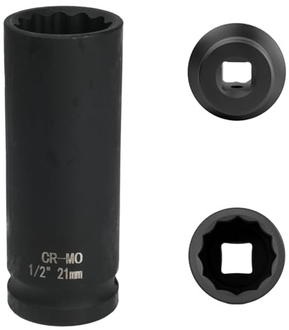 FortuneGlobe douille 21mm 1/2 12 pans, douille a choc 1/2 21mm Acier Chrome-Molybdène CR-MO(Black)