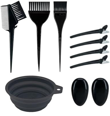 HAPZUR Kit Tinte Pelo 9 Piezas, Juego Completo de Brochas y Aplicadores para Teñir Cabello, para aplicación profesional, uniforme y sin manchas en casa.