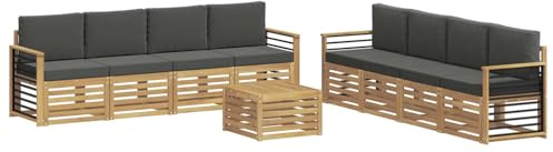 vidaXL Sofagarnituren mit Kissen 9 pcs Weiß und Anthrazit Polyester, Outdoorsofa, modernes Gartenmöbel für gemütliche Terrasse, Lounge, strapazierfähiges Set
