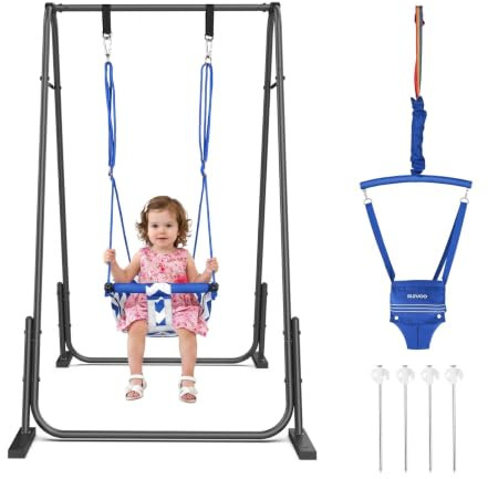 Slevoo 2-in-1 Baby Hopser und Schaukel mit faltbarem Gestell | Tragbare Babyschaukel & Türhopser, Für Drinnen und Draußen, Kinderschaukel für Babys & Kleinkinder von 6 Monaten bis 6 Jahren