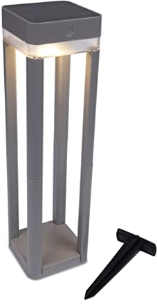 LUTEC Solar LED-Wegeleuchte Table Cube, Silber, 12 x 12 x 45 cm, höhenverstellbar, mit Touch-Dimmer, P9080-450 SI