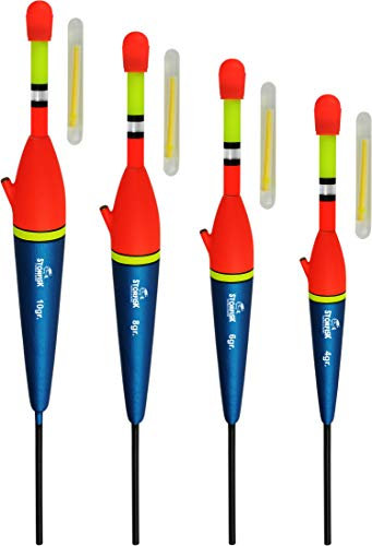 Storfisk fishing & more 4 Stück Allround Knicklicht Durchlaufposen inkl. Knicklichter Set, Schnurlauf innen, Gewicht:Set