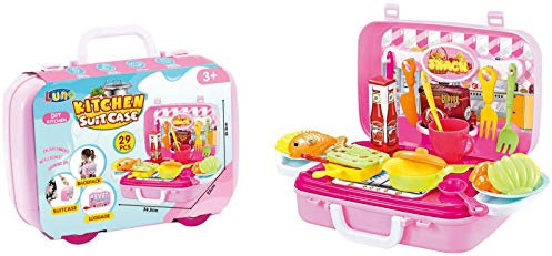 Luna Spiel Küche Koffer Rucksack m. Zubehör 29-TLG. Koch Utensilien Spielset +3J