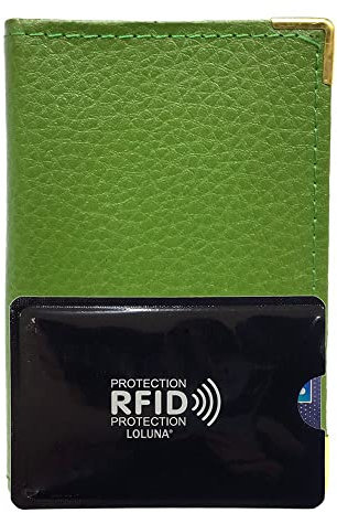 LOLUNA® Porte-Carte Simple 1 à 2 Carte + étui Carte RFID, Compact en Cuir Existe en Plusieur Couleur pour Homme et Femme - Vert Pistache