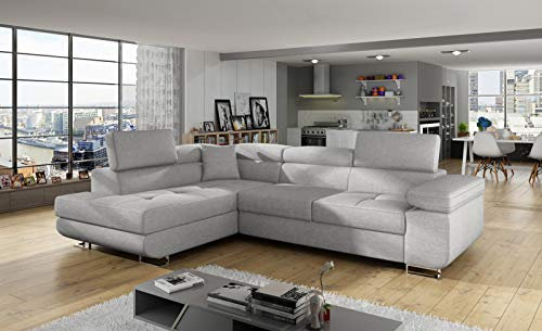 Moderne Ecksofa Antos mit Schlaffunktion Bettkasten Seite Rechts und Links Sofa Möbel 23 (Sawana 21, Links)