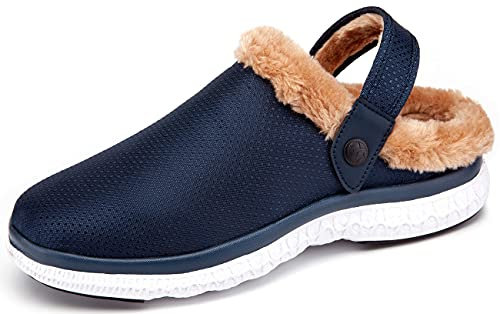Zoccoli e Sabot Uomo Inverno Pantofole da Donna Peluche Ciabatte da casa Pantofola da Giardino Antiscivolo Scarpe Interno Esterno Blu Scuro 42