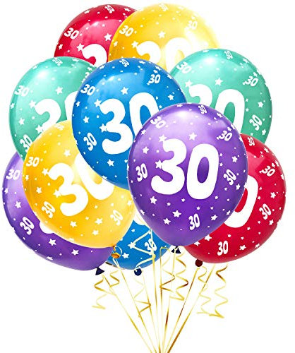 Oblique Unique® 10 Luftballons mit Zahlen Happy Birthday für Geburtstag Feier Party Deko Geburtstagsdeko Ballons Bunt (Nr. 30)