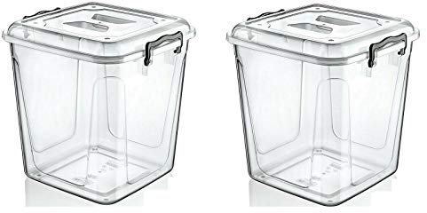 2 X 20 Litre Heavy Duty Plastic Pantry Box Food Container Storage Box Organiser