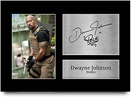 HWC Trading Dwayne Johnson Gift-Autogramm, A4, gedrucktes Autogramm von Hobbs Fast & Furious Gifts, Druck-Fotodruck