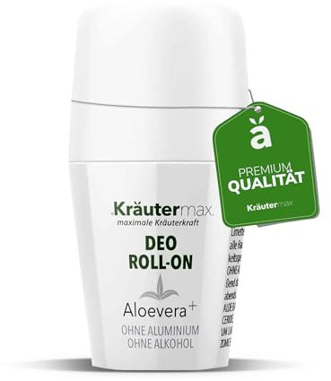 NEU! Kräutermax Deoroller Aloe Vera für Herren & Damen | Deo Roll-On ohne Aluminium & Alkohol | Sanfte Frische für empfindliche Haut | Ohne Parabene & Silikone | 1 x 50 ml