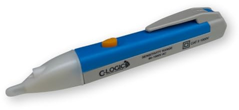C-LOGIC 25 Berührungsloser Spannungsdetektor, Spannungsprüfer mit roter LED, Spannungsbereich 90V-1000V AC, Akustische und visuelle Anzeige, Kabelbruchsuche, CAT II 1000V
