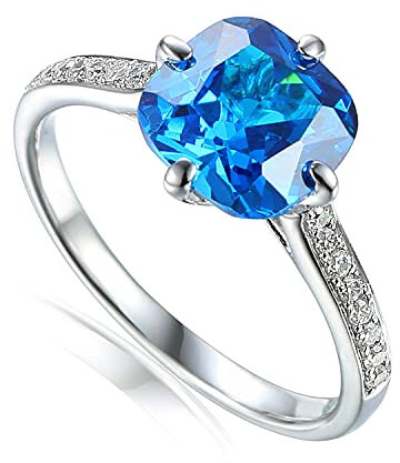 Stella-Jewellery 585er Weißgold Damenring mit Blautopas 2,72ct. und Brillanten 0,12ct. Gr. 54 Edelstein Ring