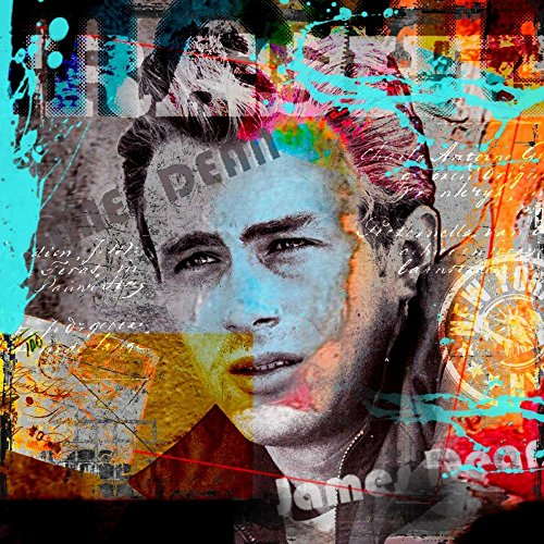 Feeling at home Bild auf gerollter Leinwand, James Dean Baker Micha, quadratischer Kunstdruck, Popkult, Mixed-Media-Foto-Design, James Dean, Leinwandbild, 40,6 x 40,6 cm