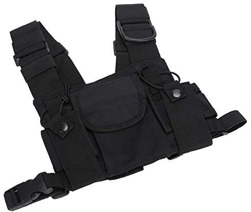 Radio Shoulder Holster Chest Harness Holder Vest, Walkie-Talkie Double Chest Harness Front Pack Pouch for Firefighting and Military