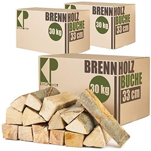 Legna da Ardere 90 kg Per Stufa e Camino Braciere Griglia Cestello per il Fuoco Ceppi 33 cm Kingpower