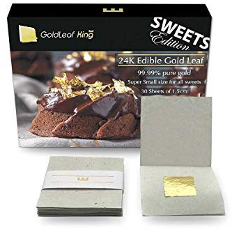 Super Small Series 24k Gold Edible Gold Leaf Sheets - 30 sheets x 0.6” | Sweets Edition - Small for all Sweet | cake edible decorations, gold sheets | GoldleafKing